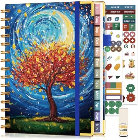 Academic Planner 2026-2027, Hardcover Weekly and Monthly Calendar Planner from July 2026 - June 2027, 6.1" x 8.2" A5 Daily Agenda with Tabs, College School Organizer for Student Teacher, Cosmic Tree of Life