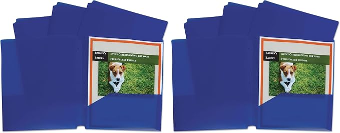 C-Line Two-Pocket Heavyweight Poly Portfolio Folder, 3-Hole Punch, 11 X 8.5, Blue, 25/Box (Pack of 2)