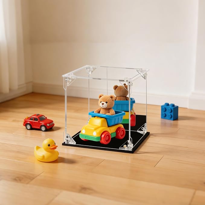 Display Case for Collectibles Assemble Clear Acrylic Box Alternative Glass Case for Display Action Figures Home Storage Organizing Toys (Internal dim 5.5X5.5X5 inch)
