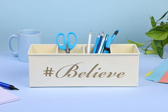 DUDKI Home Present Desk Organiser 4 compartments Decorative Pen Pencil holder/Vanity Kit/Travel Box/Makeup Box/Cosmetic Box/Storage Box/knife Holder/Spoon Holder-Gift Office Desk Décor