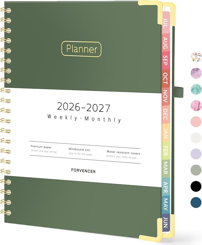 Forvencer Academic Planner 2026-2027, Calendar Jul 2026-Jun 2027, 8.5"x11"