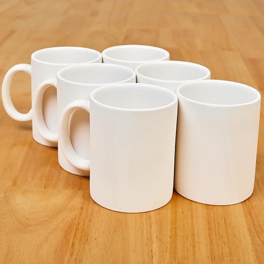 Colorations Decorate Your Own Ceramic Mugs, Unglazed Ready to Craft | Set of 6