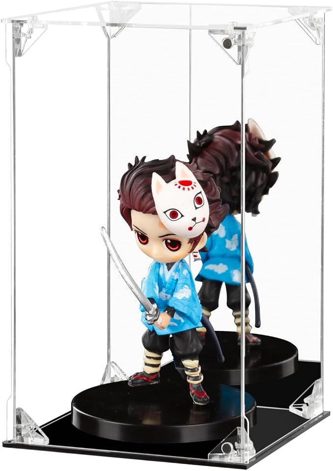 Acrylic Display Case Clear Action Figure Display Case with Mirrored Back, Dustproof Protection Display Box Alternative Glass Case for Collectibles Figures Models Doll Toys (6x6x10 inch; 15x15x25 cm)