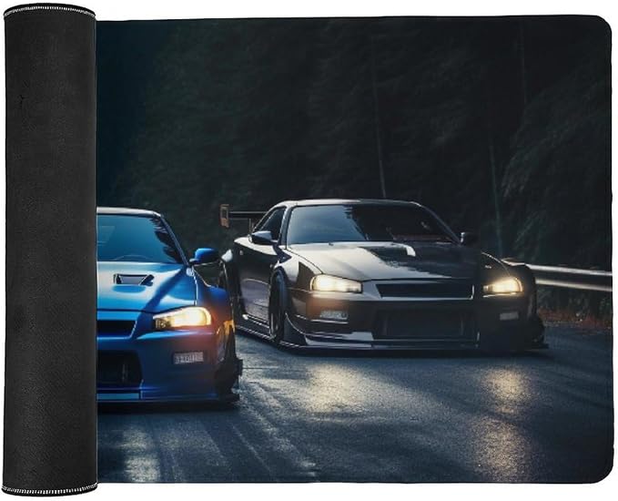 Large Mouse Pad Gaming Mousepad R34 Sports Car Racing JDM Car Cool Big Computer Desk Mat Desk Pad for Keyboard and Mouse Mat Non-Slip Base 40x90cm