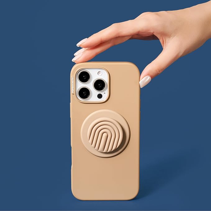 PopSockets iPhone 16 Phone Case with MagSafe- Latte | Magnetic, Wireless Charging, Camera & Drop Protection, Brown, Plain, Cream, Beige, Summer Spring