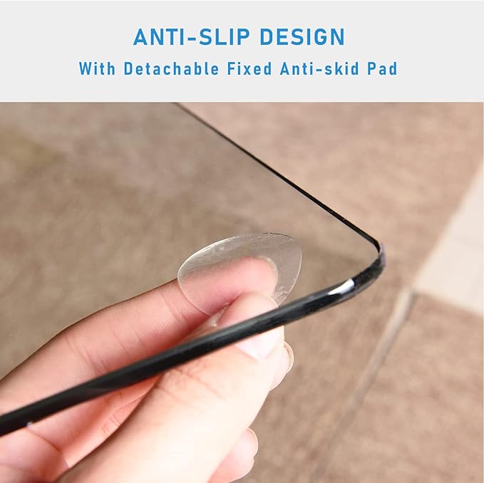 GLSLAND Office Chair Mat for Carpet - 36" x 46" Tempered Glass Floor Mat - for Office Chair on Carpet - 1/6" Thick Clear Computer Floor Mat with 4 Anti-Slip Pads
