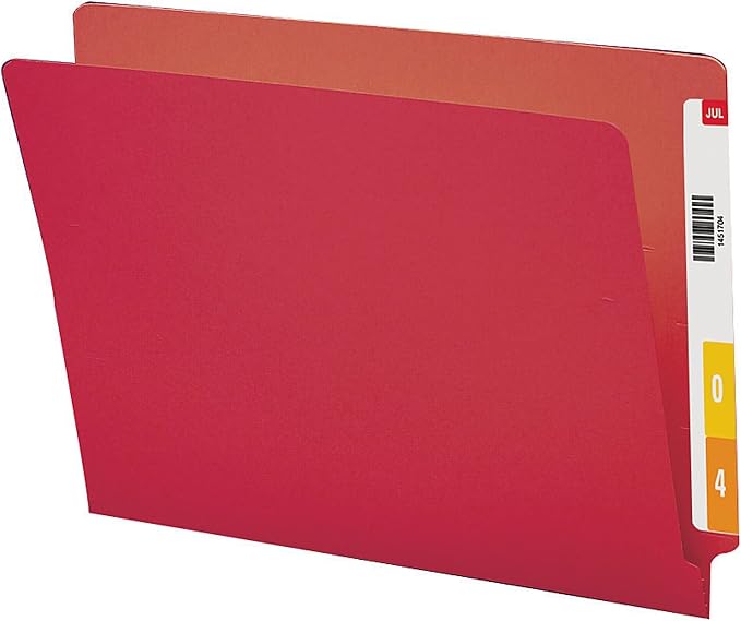 Smead End Tab File Folder, Shelf-Master Reinforced Straight-Cut Tab, Letter Size, Red, 100 Per Box (25710)