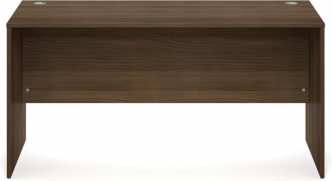 Furinno Roger Computer Desk, 60 Inch Rectangular Executive Desk with Modesty Panel, Home Office Desk with Thick Tabletop, Desk Cord Grommet, Scratchproof, for Home Study, Office, Modern Walnut