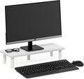 Furinno TURN-N-TUBE Monitor Stand Riser, 23.6" Wide Rectangle Monitor Riser, Laptop Stand for Desk, Office Desktop Accessories Organizers, Toolless Assembly, For Study Room, Dorm, White