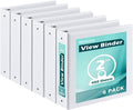 Heture 3 Ring Binder 2 Inch 6 Pack,2" Clear View with Round Rings, PVC-Free,Holds for 450 Sheets 8.5X 11 US Letter Size Paper, Durable White Binders Perfect for Office,School and Home