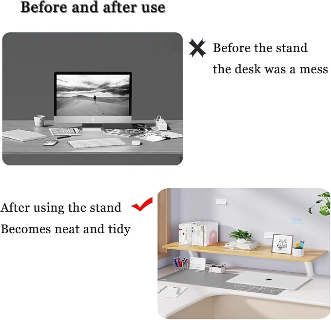 Clamp On Desk Shelf, Adjustable Desktop Extender Storage Organizer | Space Saving Desk Shelf No Drill For Office, Dorm, Home Desk Organization (31.4 x 7.8 in)