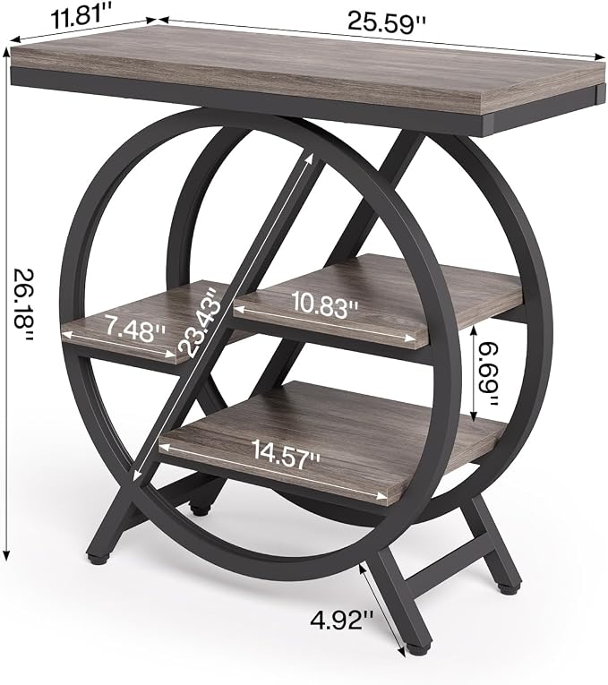 Little Tree End Table, Narrow Side Table with 4-Tier Large Storage Space | Modern Bedside Table for Living Room, Home Office, Bedroom, Grey