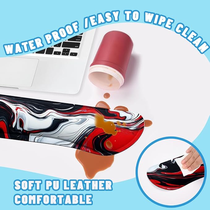 Abstract Art Mouse Pad Set Red Black White Modern Fluid Art Gaming Mousepad 4in1 Desk Mat for Desktop Wrist Support Cup Coaster Set Ergonomic Computer Desk Arm Wrist for Decor Home Office