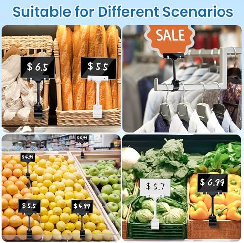 8 Pcs Double Sided Sign Clips, Swivel Sign Holders for Stores, Black& White
