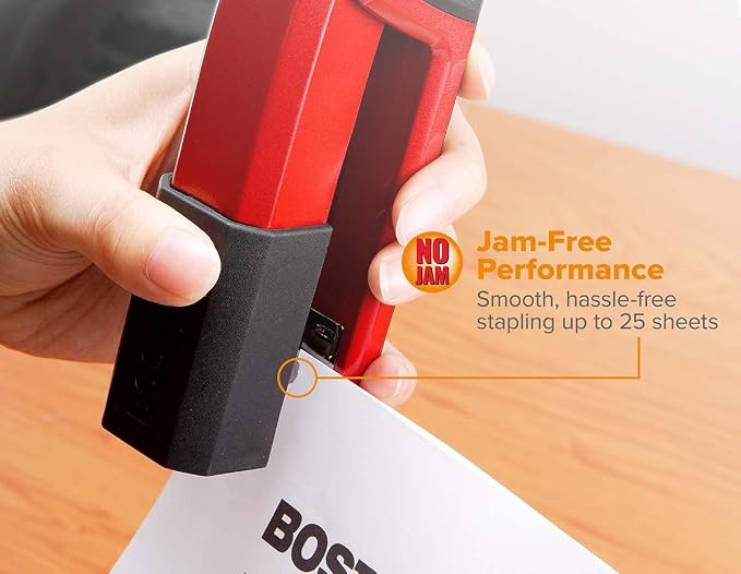 Bostitch Office Epic Metal 3 in 1 Stapler, 25 Sheet Capacity, Includes 210 Staples in Staple Storage Compartment & Integrated Remover, | Die-cast body opens 180 degrees for bulletin boards, with a temporary stapling option and a hidden slot for backup ...