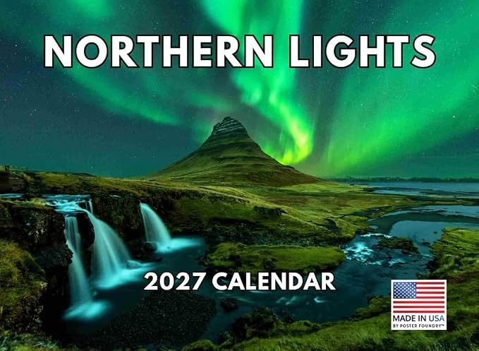 Northern Lights Calendar 2027 Aurora Borealis Monthly Wall Calender 12 Month