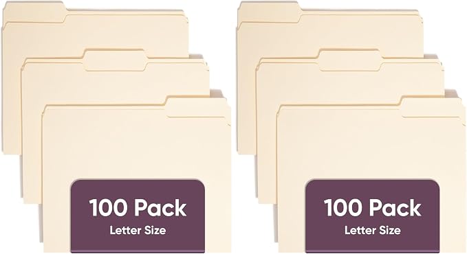 Smead File Folders Letter Sized,1/3-Cut Tab,Assorted Positions,Letter Size Manila Folders,100 Per Box (10381),(Pack of 2)