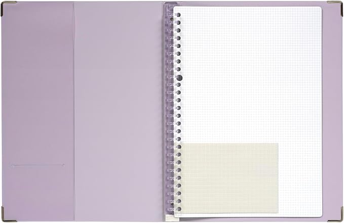 Maruman YOUANCE 26-Ring Binder, Holds 70 Sheets, B5 7.17"x10.12", Purple | Durable Vinyl Cover, Storage Pocket, Includes 10 3mm Graph Paper Sheets & Clear Sheet Protector, Made in Japan