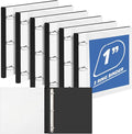 Henoyso 6 Pack 1 Inch D Ring Telescoping 3 Ring Binder Bulk, Binders with Clear Front Pocket and Telescoping Spine, 8.5" x 11" Paper Organizer, Home Office Organization Supplies(White)