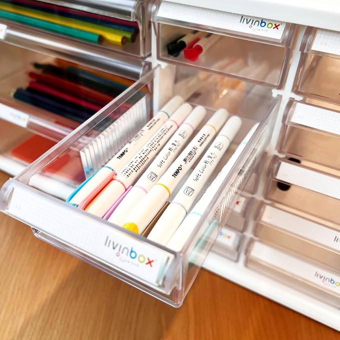 13 Drawers and Dividers Desk Drawer Organizer for Hair Accessories Arts Crafts Sewing Supplies Stationary Teacher Toolbox Medicine Vitamin, White, A9-2110-WT