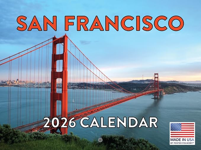 San Francisco Calendar 2026 Wall 12 Month Monthly CA SF Scenic Souvenirs Californian San Franciscan Themed Gifts | American Made In The USA