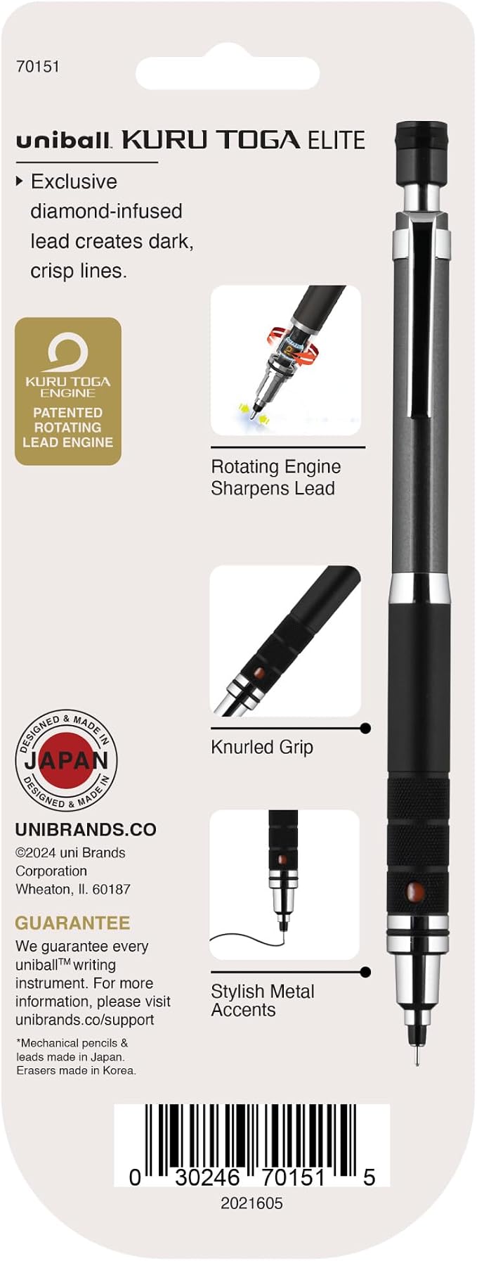 uniball™ Kuru Toga Elite Mechanical Pencil Kit, 0.5mm, HB No. 2, Gun Metal
