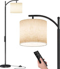 SUNMORY Arc Floor Lamp, Modern Floor Lamp with Remote Control and 9W Bulb | Stepless Dimmable Metal Standing Lamps with Hanging Lampshade for Living Room, Bedroom, Office
