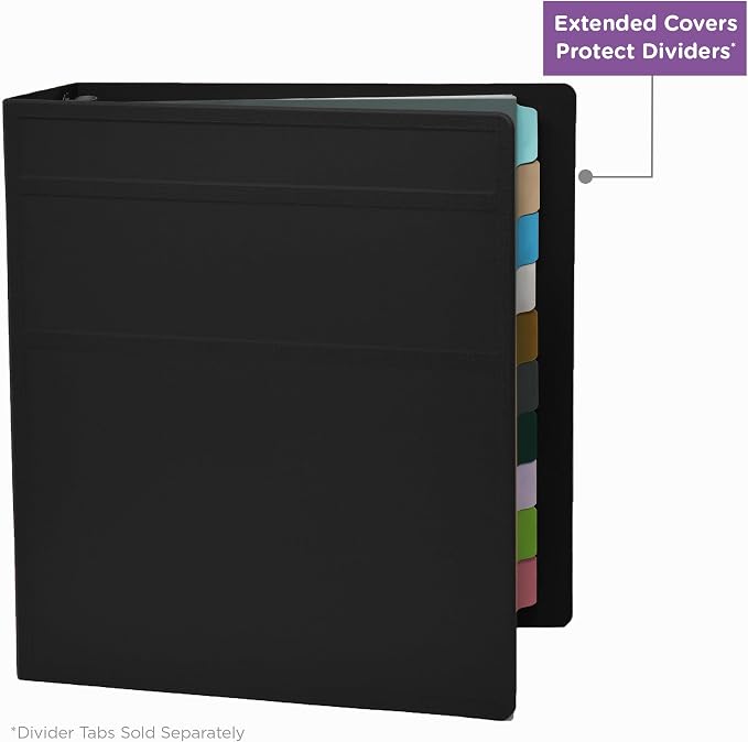 Carstens 2-Inch Heavy Duty 3-Ring Binder - Side Opening, Black, Durable Plastic, Precision No-Gap Rings, Waterproof Covers, No Pockets, Holds 300 Letter-Sized Sheets, BPA-Free, Made in USA (5829-3R)