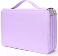 Vomgomfom Colored Pencil Holder - 200 Slot Deluxe PU Leather Pencil Case with Zipper Closure, Large Capacity for Watercolor Pens or Markers, Artist Organizer (Purple)