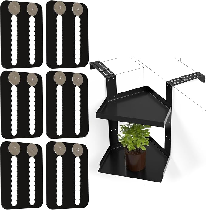 6 Pcs Cubicle Shelf Hanger Extenders for Office Desk Width Extension Black | Metal Cubicle Storage Hangers Expanders for Office Organization, Workstation Shelf Extension