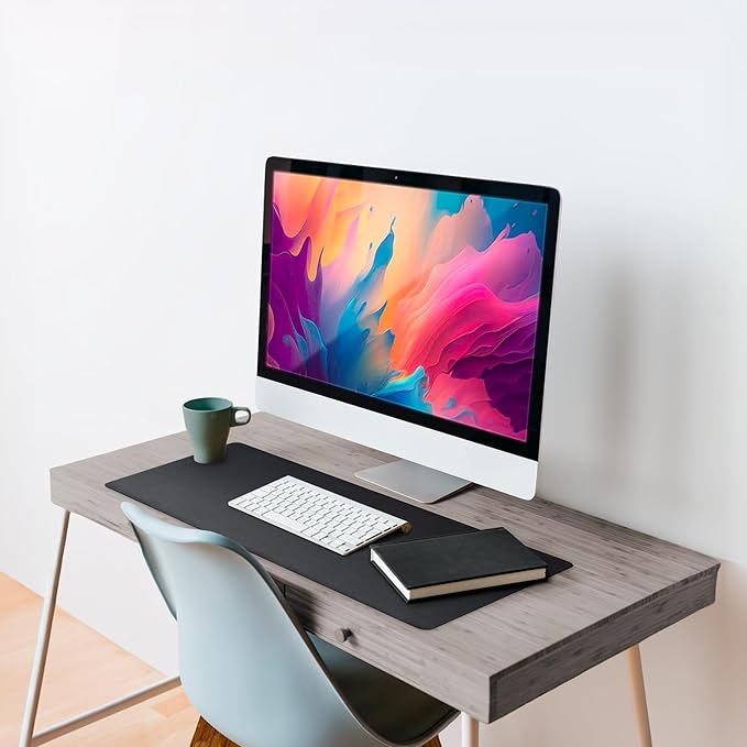 Leather Desk Pad 36" x 20", Vine Creations Office Desk Mat Waterproof Black - Premium Quality - Smooth Mouse Writing Surface - Maximum Protection Dual-Sided Pu Leather Blotter for Desk Office/Home