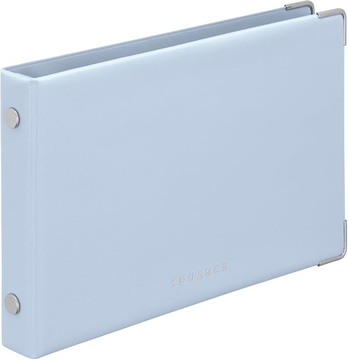 Maruman YOUANCE 5-Ring Binder, Holds 60 Sheets, Mini 3.8"x6", Blue Gray | Durable Vinyl Cover, Storage Pocket, Includes 5 Colored 3mm Graph Paper Sheets & Clear Sheet Protector, Made in Japan