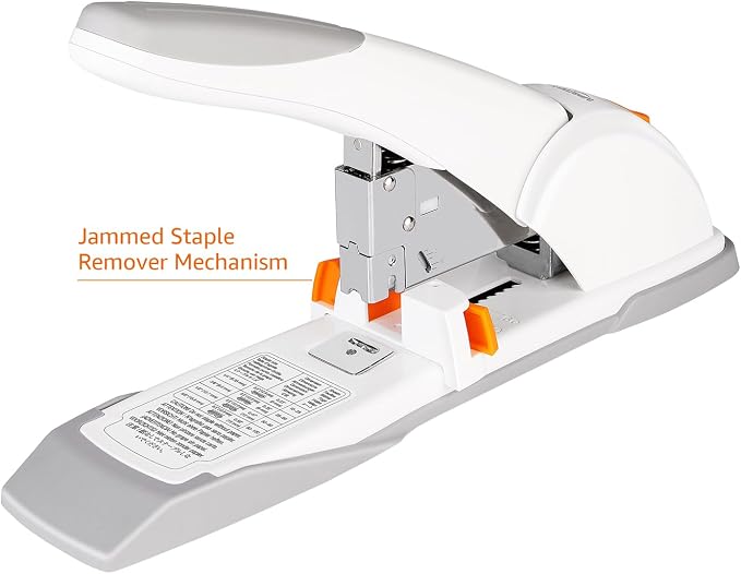 Amazon Basics Heavy-Duty Desktop Stapler, 130 Sheets High Capacity, Sturdy with Jammed Staple Remover Mechanism, 5/8" Staples, White