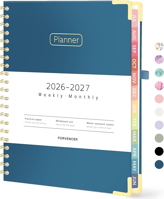 Forvencer Academic Planner 2026-2027, Calendar Jul 2026-Jun 2027, 8.5"x11"