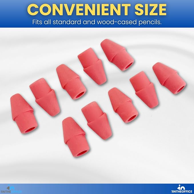 1InTheOffice Pencil Cap Erasers, Assorted Colors, Arrowhead Caps Tops Eraser, Eraser Cap for Art, School, Office Use, and Classroom Set, (Pink, 450)