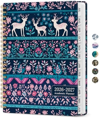 Planner 2026-2027, Jul 2026-Jun 2027 Academic Monthly & Weekly Planner | 6.3" x 8.5" Hardcover Pretty Calendar Planner for Women, Spiral Organizer for School Office Home Supplies, Nordic Forest
