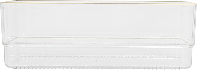 Martha Stewart Kerry Plastic Stackable Office Desk Drawer Organizers, 6" x 3", 6 Pack, with Gold Trim