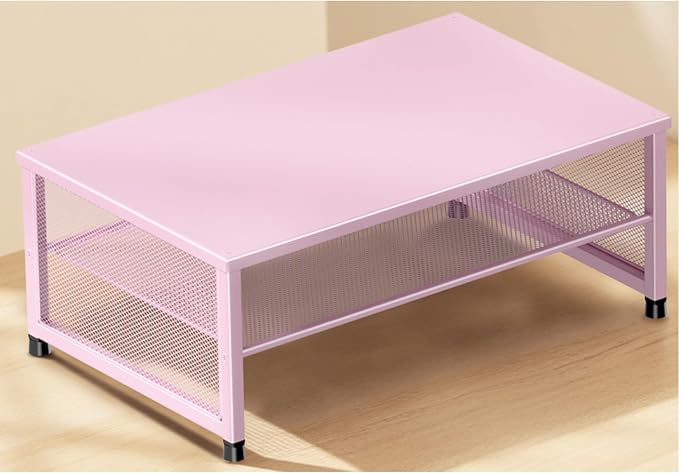 ECOLOVI 2-Tier Computer Monitor Stand Riser, Printer & Laptop Stand, Office Desk Accessories, Workspace Desk Organizer for Home Office Supplies, Pink