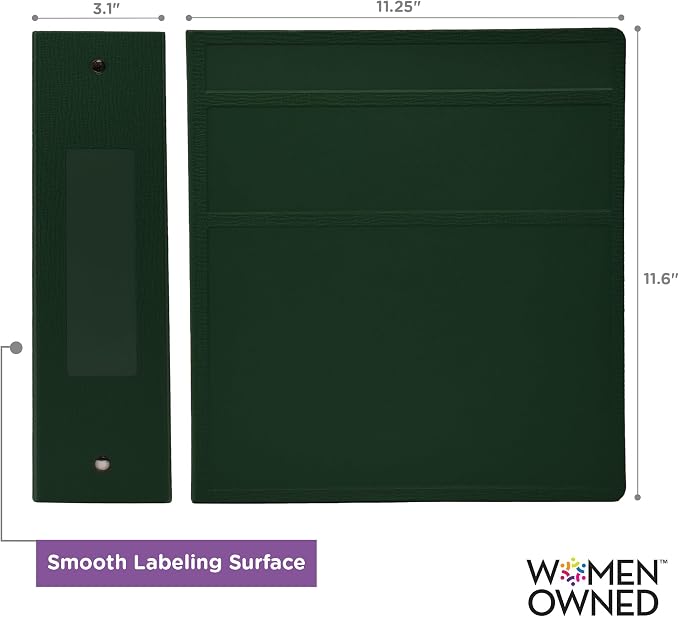 Carstens 3-Inch Heavy Duty 3-Ring Binder - Side Opening, Forest Green, Durable Plastic, Precision No-Gap Rings, Waterproof Cover, No Pockets, Holds 400 US Letter Sheets, BPA-Free Made in USA (1738-3R)