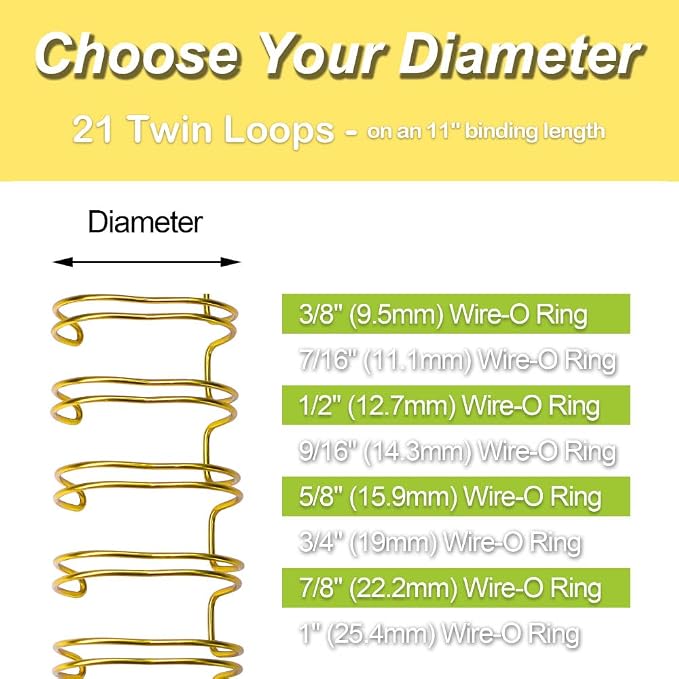 Rayson Wire Binding Spines, 1" 2:1 Pitch 21-Loop, Multicolor, 50 Pack | Includes black, gold, blue, white and silver; 1" size binds up to 240 sheets with compatible 2:1 pitch binders.