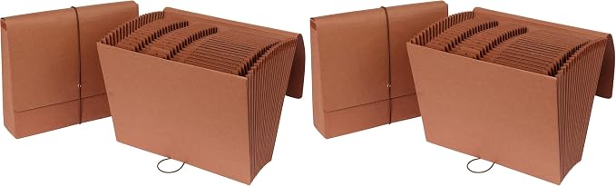 Pendaflex 21 Pocket A-Z Expanding File, File Organizer for School, Home and Office, Durable, with Pockets, Letter Size, Red Rope (75711) (Pack of 2)