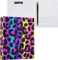 3 Ring Binder, Leopard Print Cheetah Neon Gradient File Folder Holds 200 Sheets File Storage for Women Men School Office Supplie