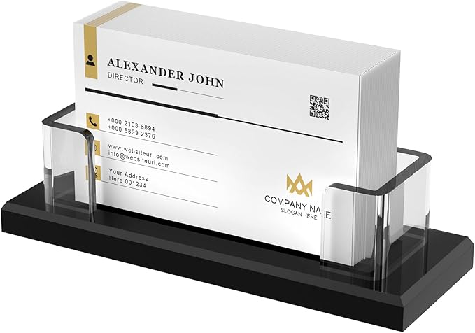 Acrylic Business Card Holder, Clear Card Display Stand for Desk, Business Card Organizer for Office Home Exhibition 1 Pack(Black)