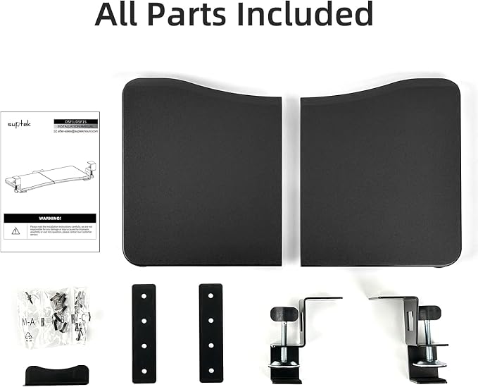 suptek Small Keyboard Tray Under Desk Pull Out with C Clamp Mount, Computer Keyboard & Mouse Tray, 20 (24.2 Including Clamps) x 11.8 inch Slide-Out Platform Computer Drawer for Typing, Black, DSF1S