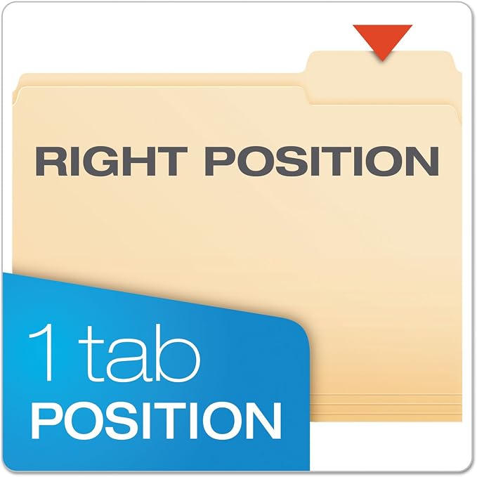 Pendaflex File Folders, Letter Size, Manila, 1/3 Cut, 100/BX (752 1/3-3)