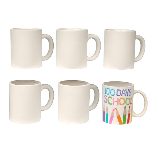 Colorations Decorate Your Own Ceramic Mugs, Unglazed Ready to Craft | Set of 6