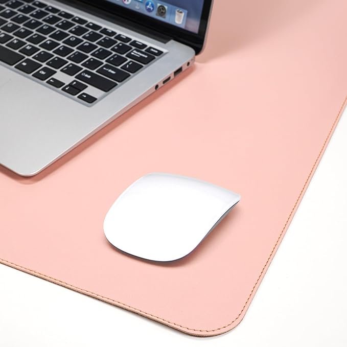 AFIING Cork Desk Mat, Rose Pink, 31.5" x 17", Desk Pad Protector | Dual-Sided Cork & PU Leather, Non-Slip & Waterproof, For Office, Home & Study