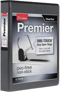 Cardinal 3 Ring Binder, 1.5 Inch Premier Easy Open Binder, ONE-Touch Locking Slant-D Rings, 400-Sheet Capacity, ClearVue Cover, PVC-Free, Black (10311) (Pack of 12)