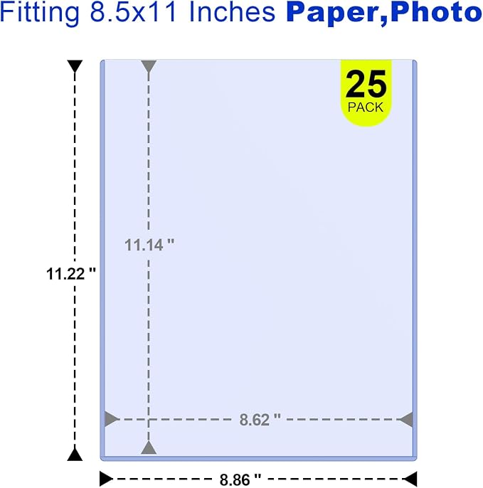 25 Pack 8.5"x11" Document Toploaders - Rigid Hard Sleeves Page Protectors | Protect Certificates, Photos, Artwork and Prints with Rigid Clear Holders, Keeps Documents Flat, Clean and Safe from Damage