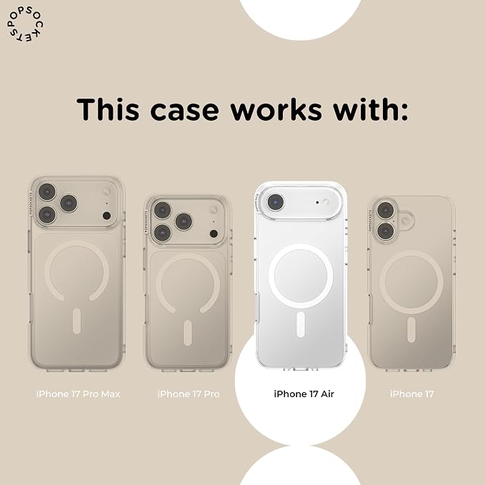 PopSockets iPhone 17 Air Phone Case with MagSafe- to-Go Wrap | Magnetic, Wireless Charging, Camera & Drop Protection, Checkered, Red, Textured
